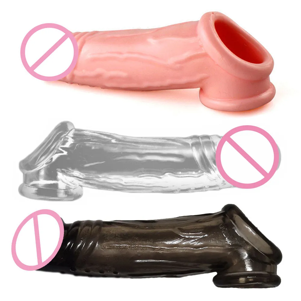 17cm Silicone Long Penis Sleeve Reusable Condom Dick Extender Cock Enlargement Penis Ring