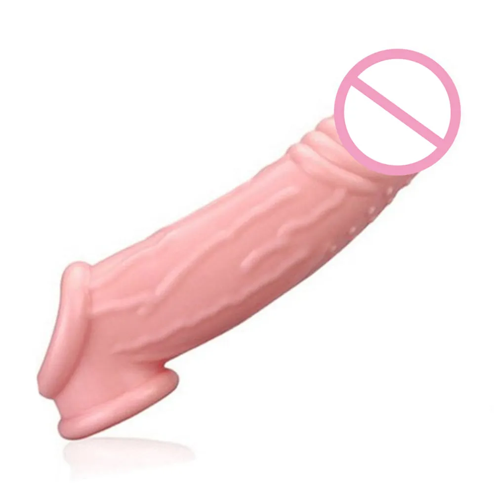 17cm Silicone Long Penis Sleeve Reusable Condom Dick Extender Cock Enlargement Penis Ring