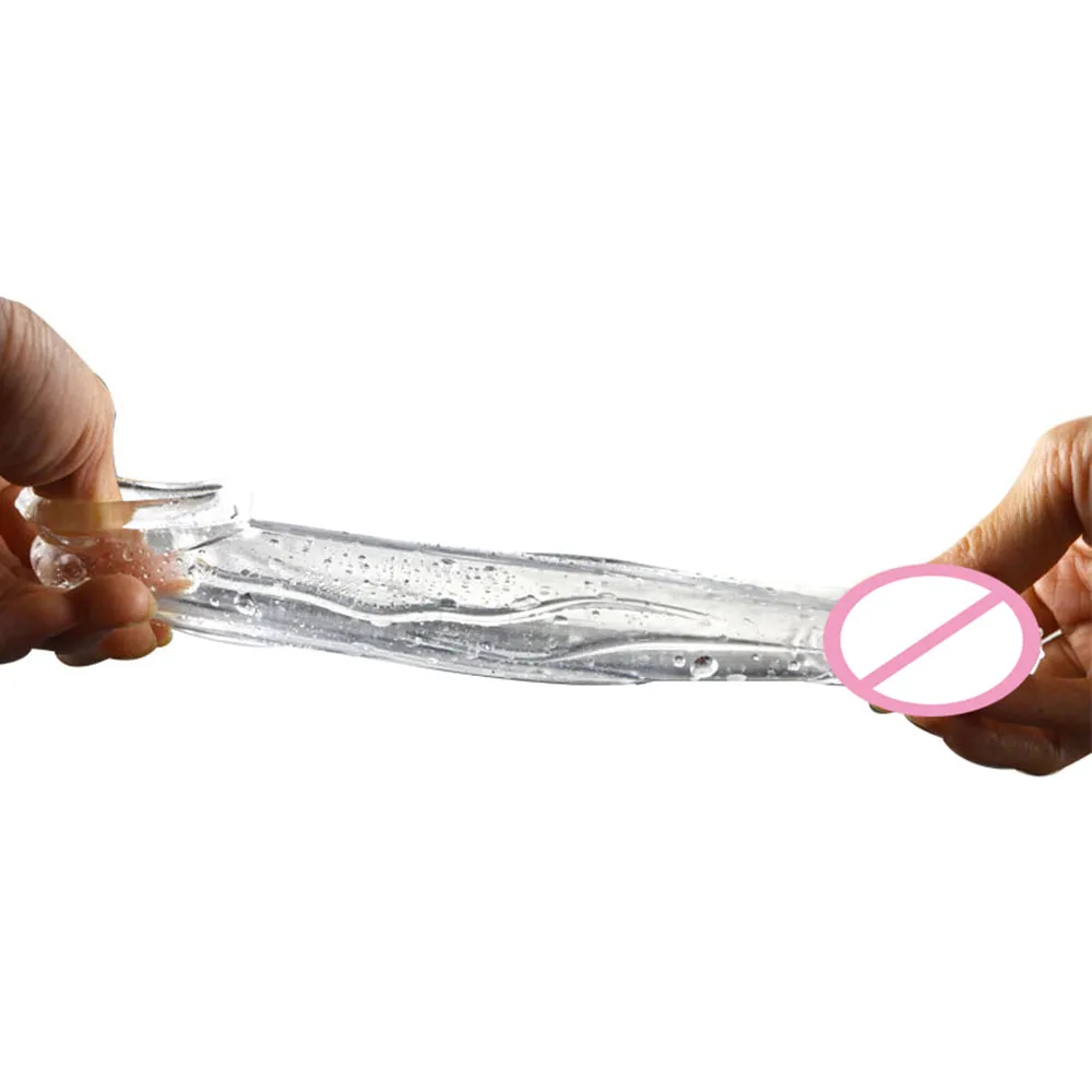 17cm Silicone Long Penis Sleeve Reusable Condom Dick Extender Cock Enlargement Penis Ring