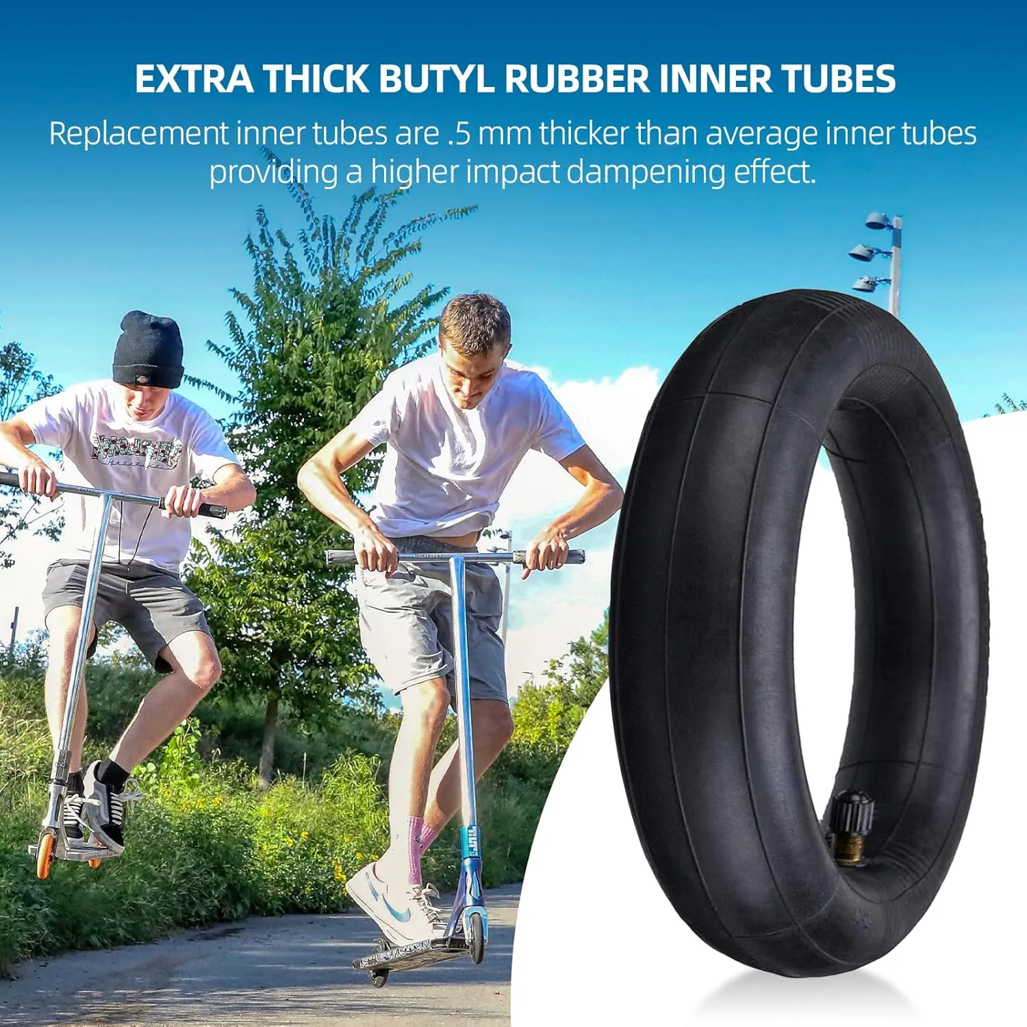 (2-Pack) AR-PRO 8.5 Inches x 2 Inches Scooter Inner Tube Replacement - 50/75-6.1 Inner Tubes for Electric and Gas Scooters, Mini and Pocket Bikes, and More Butyl Rubber Inner Tubes