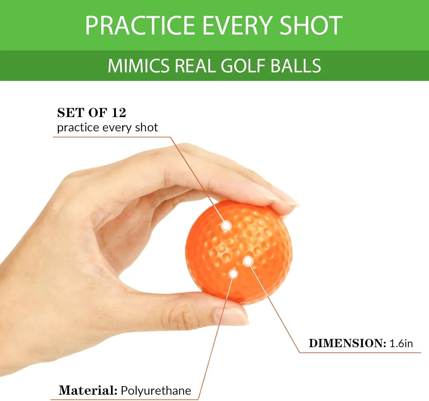 40 Pack Foam Golf Practice Balls - Realistic Feel and Limited Flight Training Balls for Indoor or Outdoor
