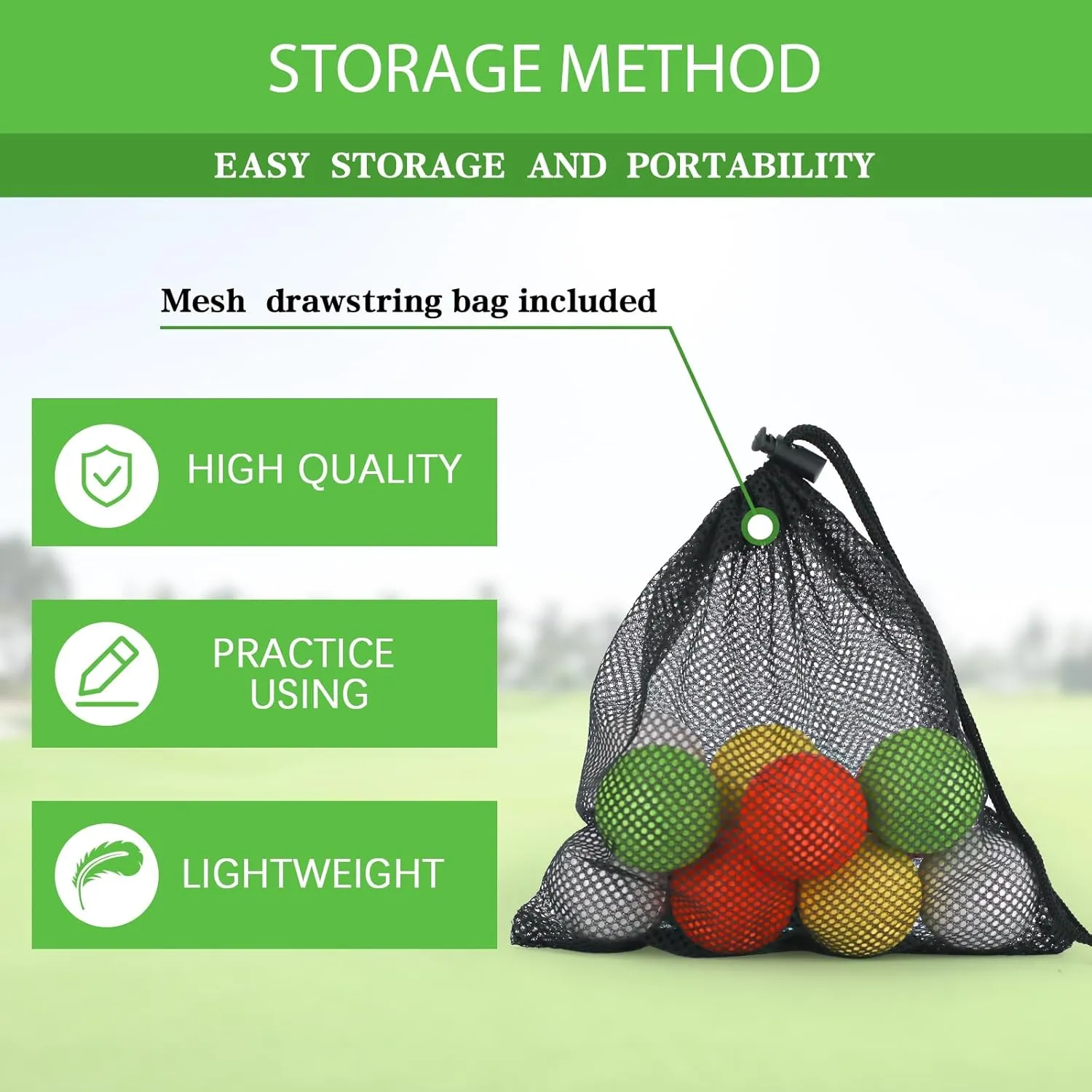 40 Pack Foam Golf Practice Balls - Realistic Feel and Limited Flight Training Balls for Indoor or Outdoor
