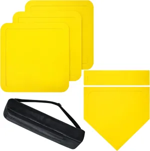 5 Piece Baseball Bases for Yard- 3 Throw Down Bases 1 Homeplate 1 Pitching Rubber with Baseball Bases Bag for Kids Practice, Rubber Bases for Kickball Baseball Play