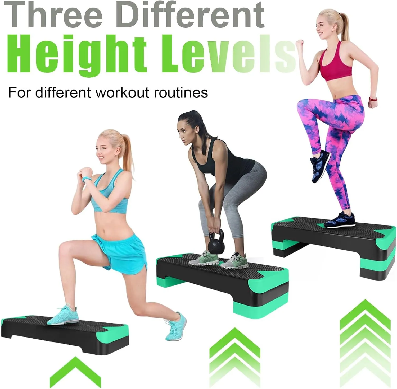 Adjustable Workout Aerobic Stepper in Fitness & Exercise Step Platform Trainer 3 settings adjustable height 4-6-8