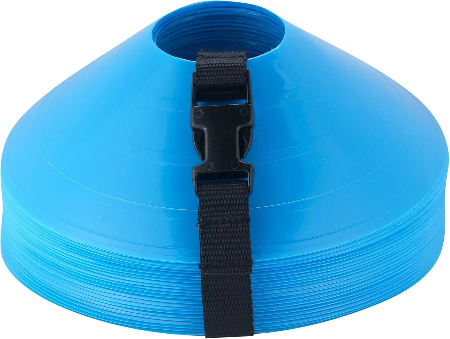 American Challenge Set of 25 Disc Cones with Carry Strap  2 Tall, 7 Base  Durable Sports Marker Cones for Soccer, Football, Basketball, Baseball, Tennis, Training Drills & Field Boundaries