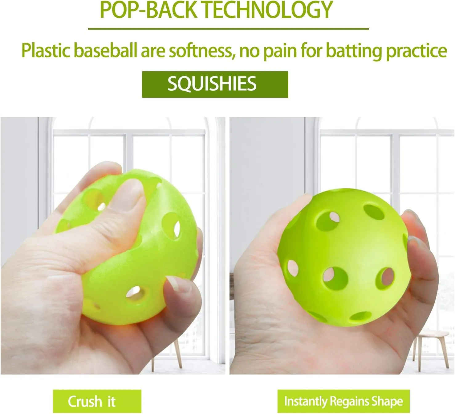 Anteer 12 Pack Plastic Baseball Practice Baseballs for Hitting, Indoor Outdoor Lightweight Balls Baseball Batting Training