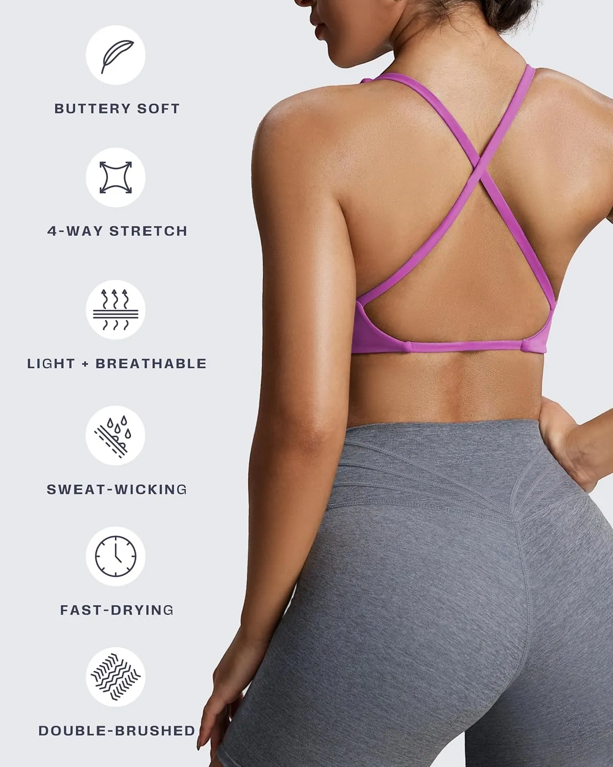 Aoxjox Women's Workout Sports Bras Fitness Backless Padded Sienna Low Impact Bra Yoga Crop Tank Top