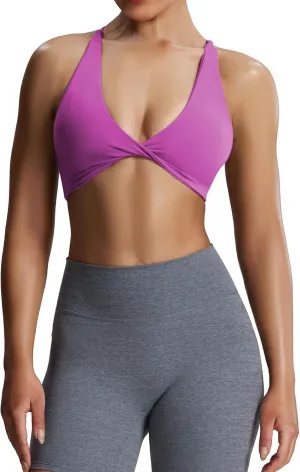 Aoxjox Women's Workout Sports Bras Fitness Backless Padded Sienna Low Impact Bra Yoga Crop Tank Top