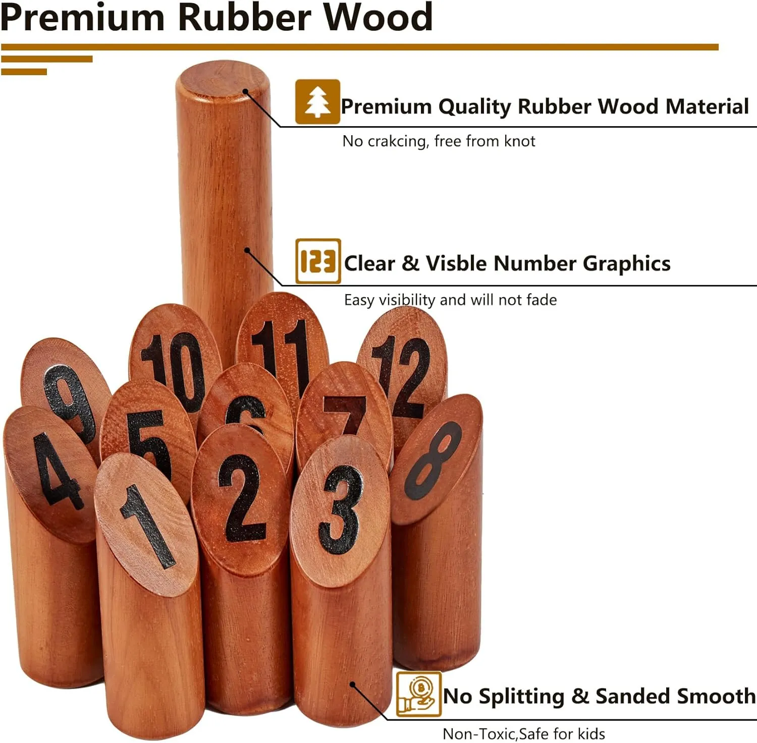 ApudArmis Wooden Tossing Game Set, Numbered Block Toss Games Set with Scoreboard & Carrying Case - Outdoor Lawn Backyard Beach Game for Kids Adults Family