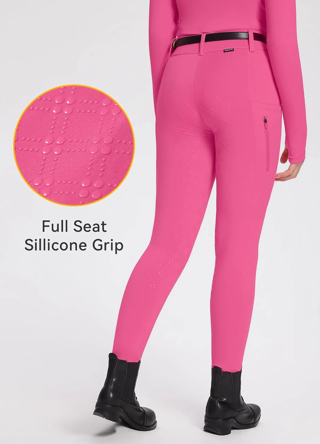baleaf Girls Riding Pants, Fleece Winter Breeches Full Seat Silicone Kids Horseback Equestrian Zipper Pocket Tight