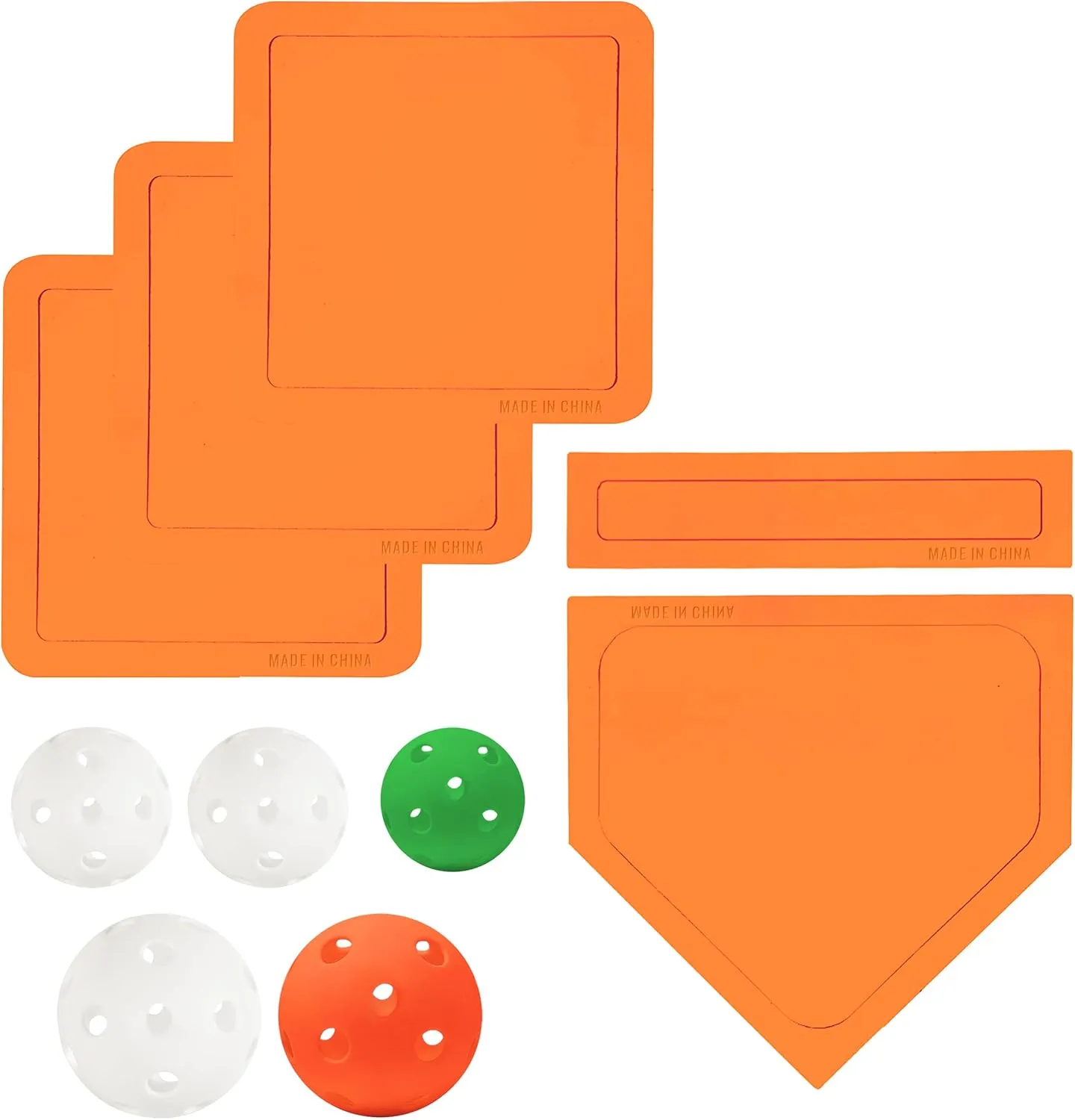 Baseball & Softball 5 Piece Base Set   5 Piece Plastic Training Balls - Improve Power and Agility - Baseballs Accessories Fun for All Ages
