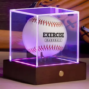 Baseball Display Case with Light, 10 Color LED Baseball Display Stand Wood,UV Protected Clear Cube for Memorabilia Baseball Gifts