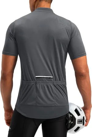 Bikewa Men's Cycling Jersey Moisture Wicking Short Sleeve UPF Half Zip Bike Road Riding Biking Shirts for Men Zipper Pockets