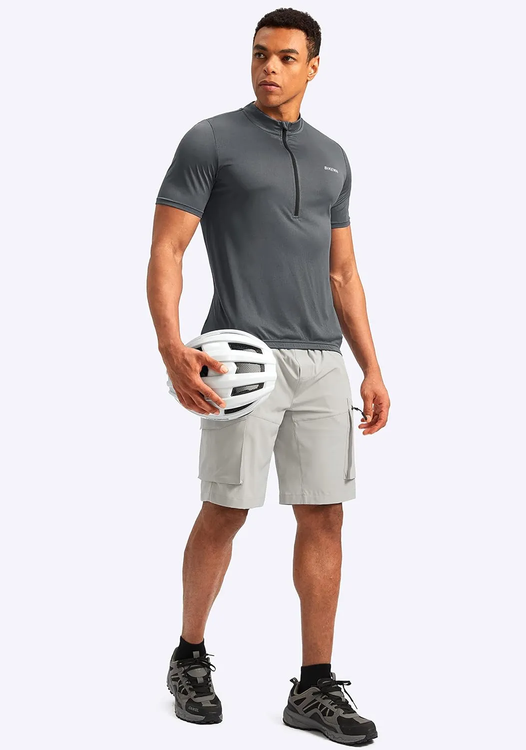 Bikewa Men's Cycling Jersey Moisture Wicking Short Sleeve UPF Half Zip Bike Road Riding Biking Shirts for Men Zipper Pockets