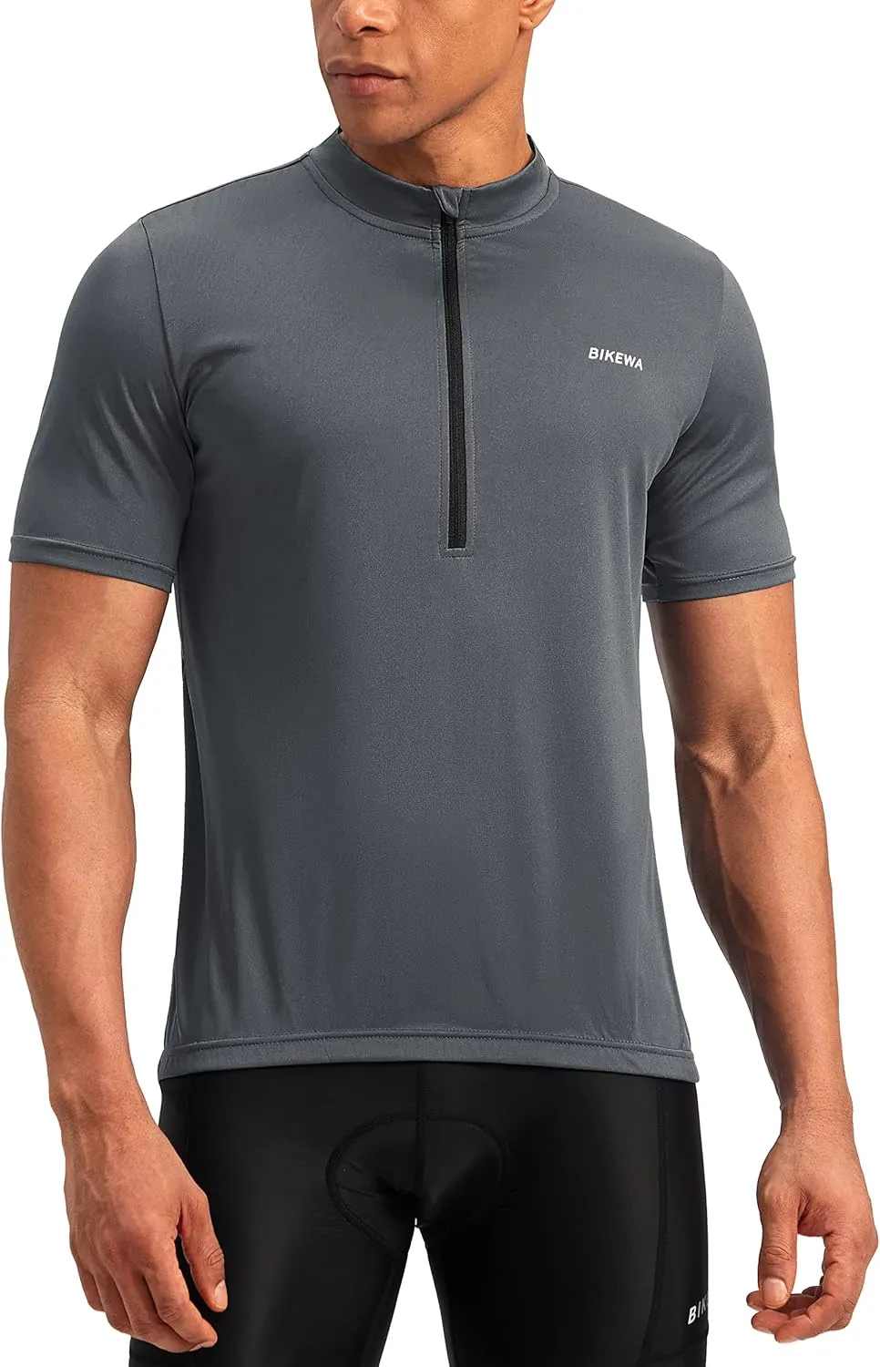 Bikewa Men's Cycling Jersey Moisture Wicking Short Sleeve UPF Half Zip Bike Road Riding Biking Shirts for Men Zipper Pockets