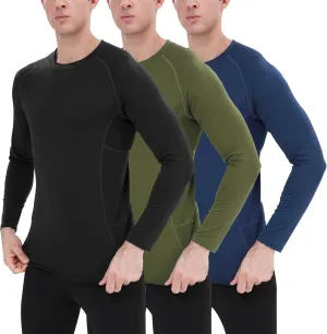BOOMCOOL 3 Pack Long Sleeve Compression Shirts for Men Workout Clothes Gym T Shirt for Rash Guard Sports Undershirt