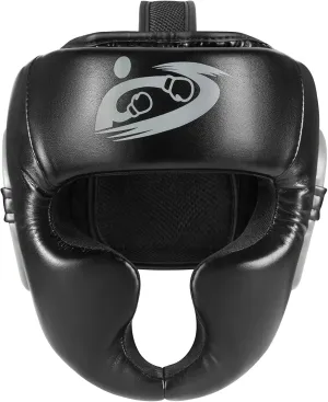 Boxing Headgear for Men Adult, 8  Years Old MMA Headgear, Closed Type Boxing Helmet, Sparring MMA Muay Thai Kick Brace (Black)