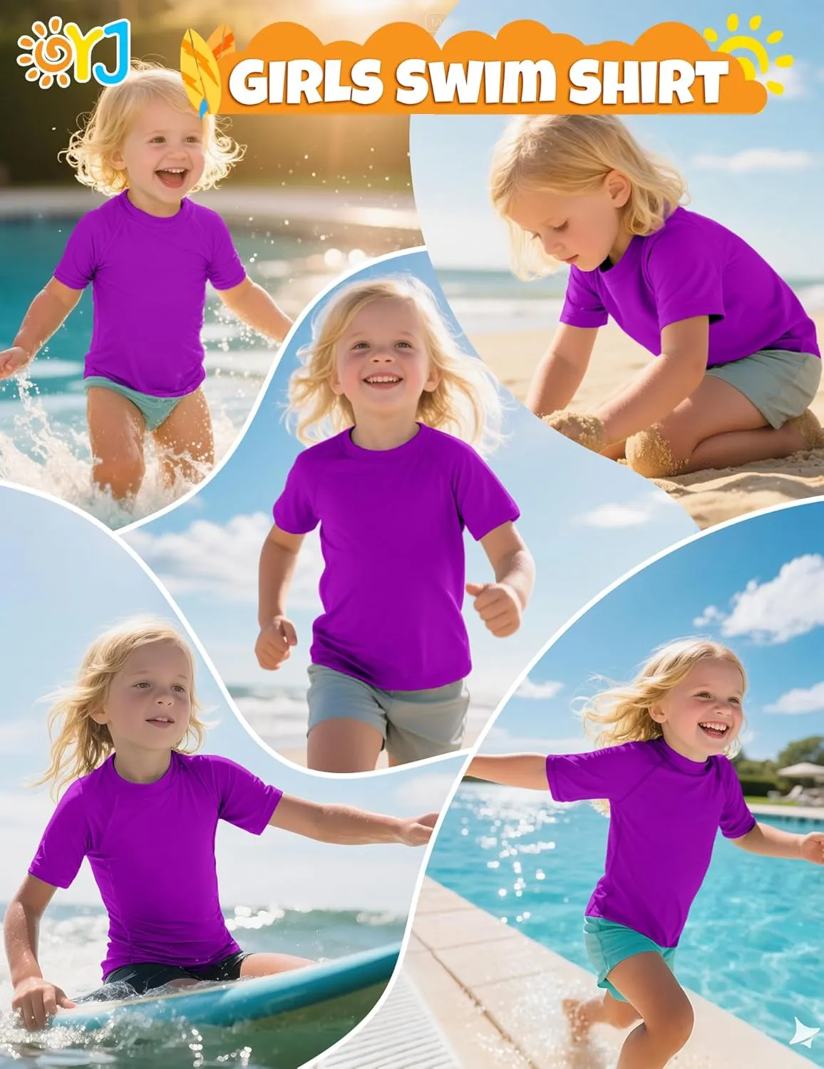 Boys Rash Guard Short Sleeve Swim Shirt UPF  50 Rashguard for Toddler Teens Water Sun Shirts Swim Wear Quick Dry