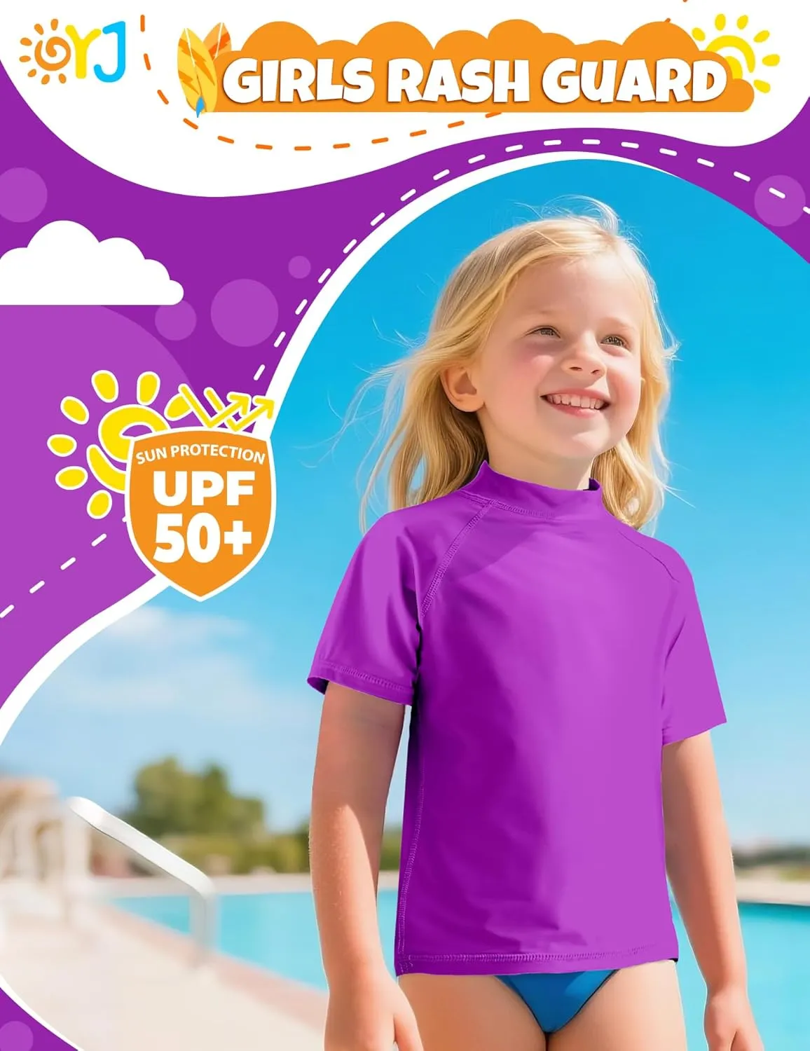 Boys Rash Guard Short Sleeve Swim Shirt UPF  50 Rashguard for Toddler Teens Water Sun Shirts Swim Wear Quick Dry