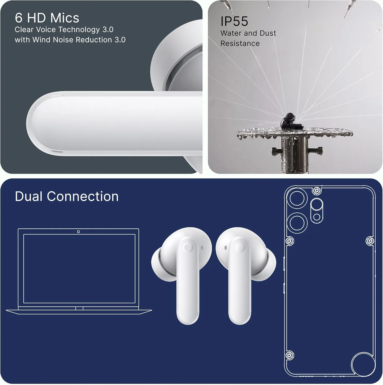 CMF Buds 2 Plus Wireless Earbuds Adaptive Active Noise Cancelling, Hi-Res Audio Bluetooth Headphones, 12mm Drivers for Deep Bass, 61.5H Playtime, Waterproof Sport Ear Buds with 6 Mics, LightGrey