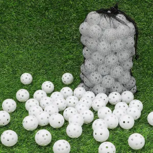 Coopay 100/200 Pack Practice Golf Balls, 42mm Plastic Golf Training Balls with a Drawstring Bag Hollow Sports for Swing Practice Driving Range Backyard Home Indoor Outdoor Use