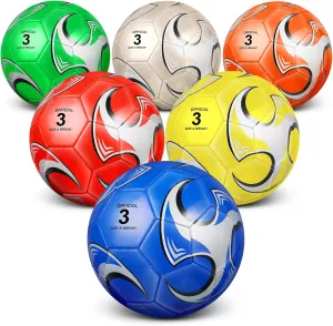 Deekin 6 Pcs Soccer Ball with Pump Official Outside Sport Soccer Machine Stitched Ball for Training Practice Gift for Child Adult