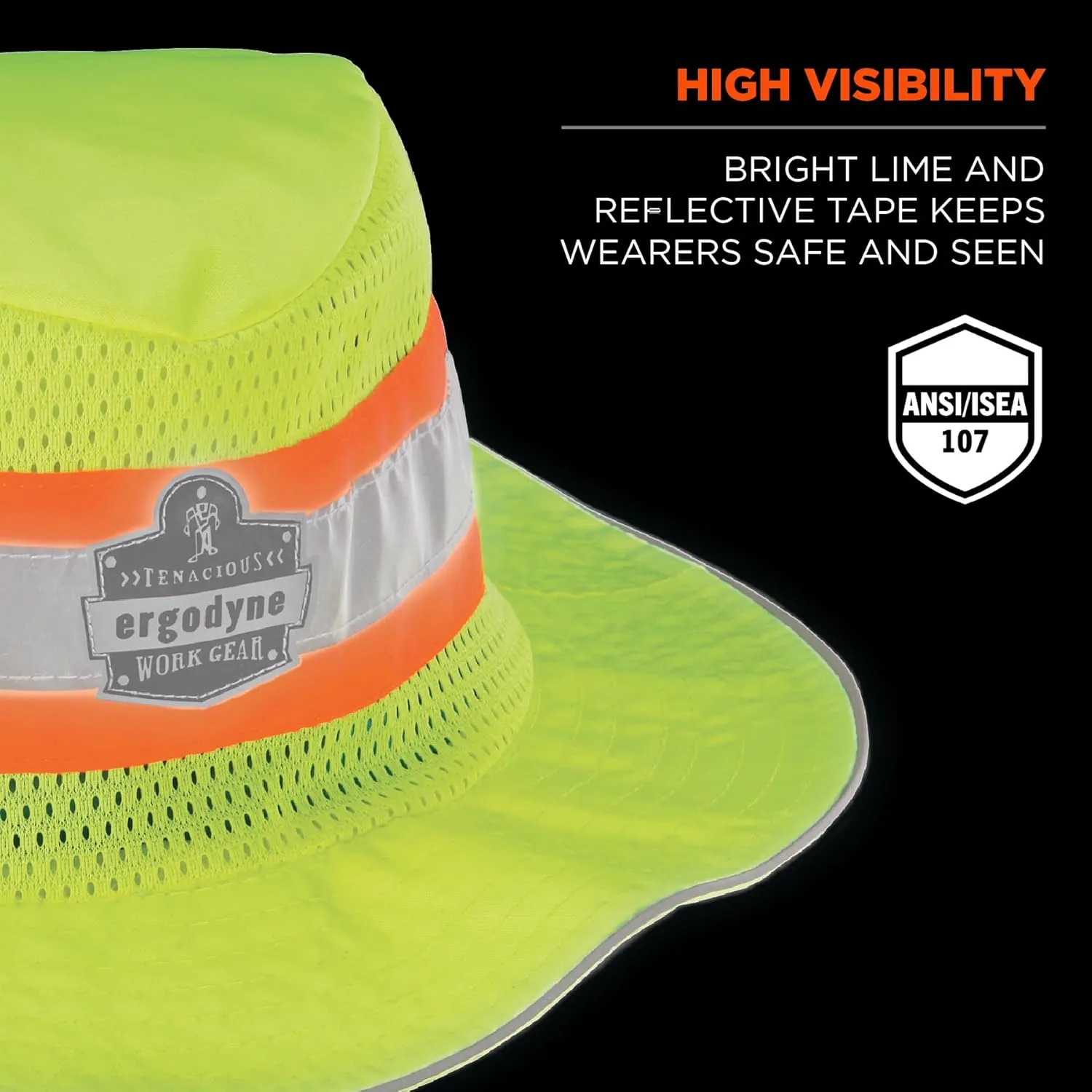 Ergodyne Chill Its 8935CT Cooling Ranger Sun Hat, PVA Cooling Relief, High Visibility, Reflective