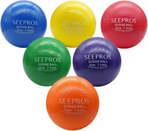 Foam Dodgeball Set - Soft Skin, Low Bounce, Set of 6 with Mesh Storage Bag for Kids and Adults