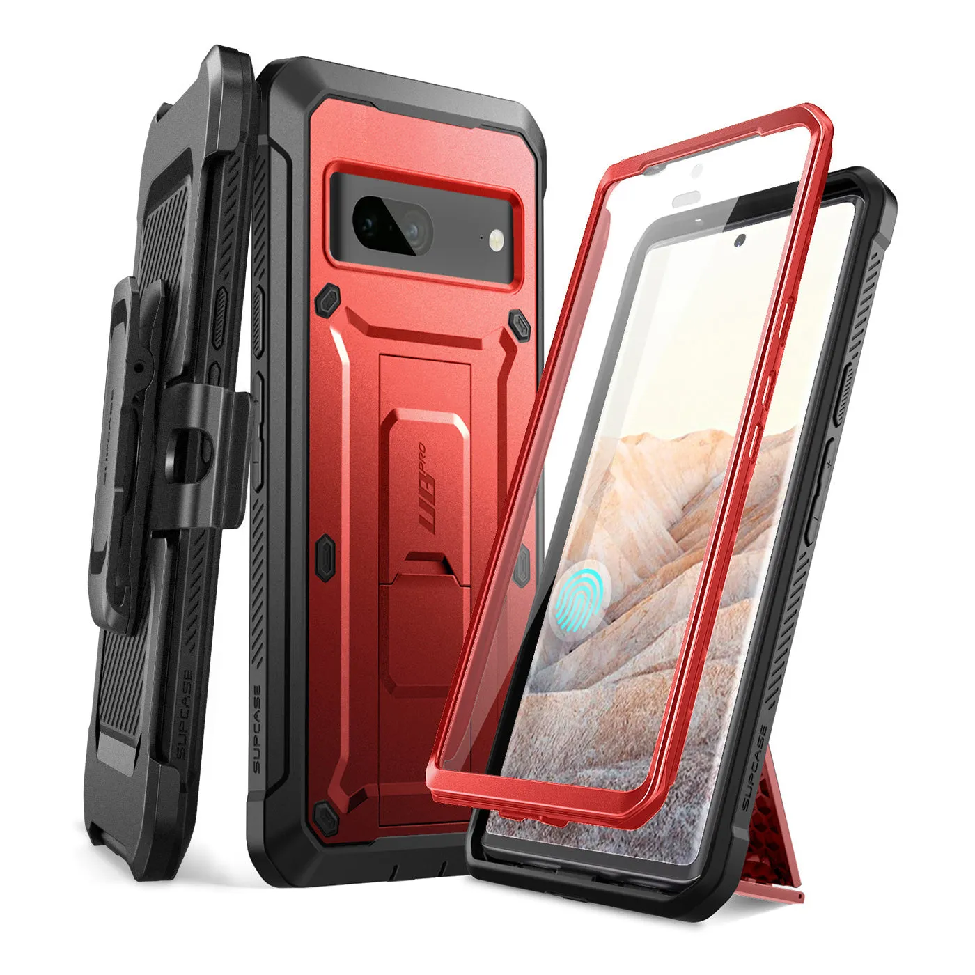 Google Pixel 7 Unicorn Beetle PRO Rugged Holster Case-Metallic Red