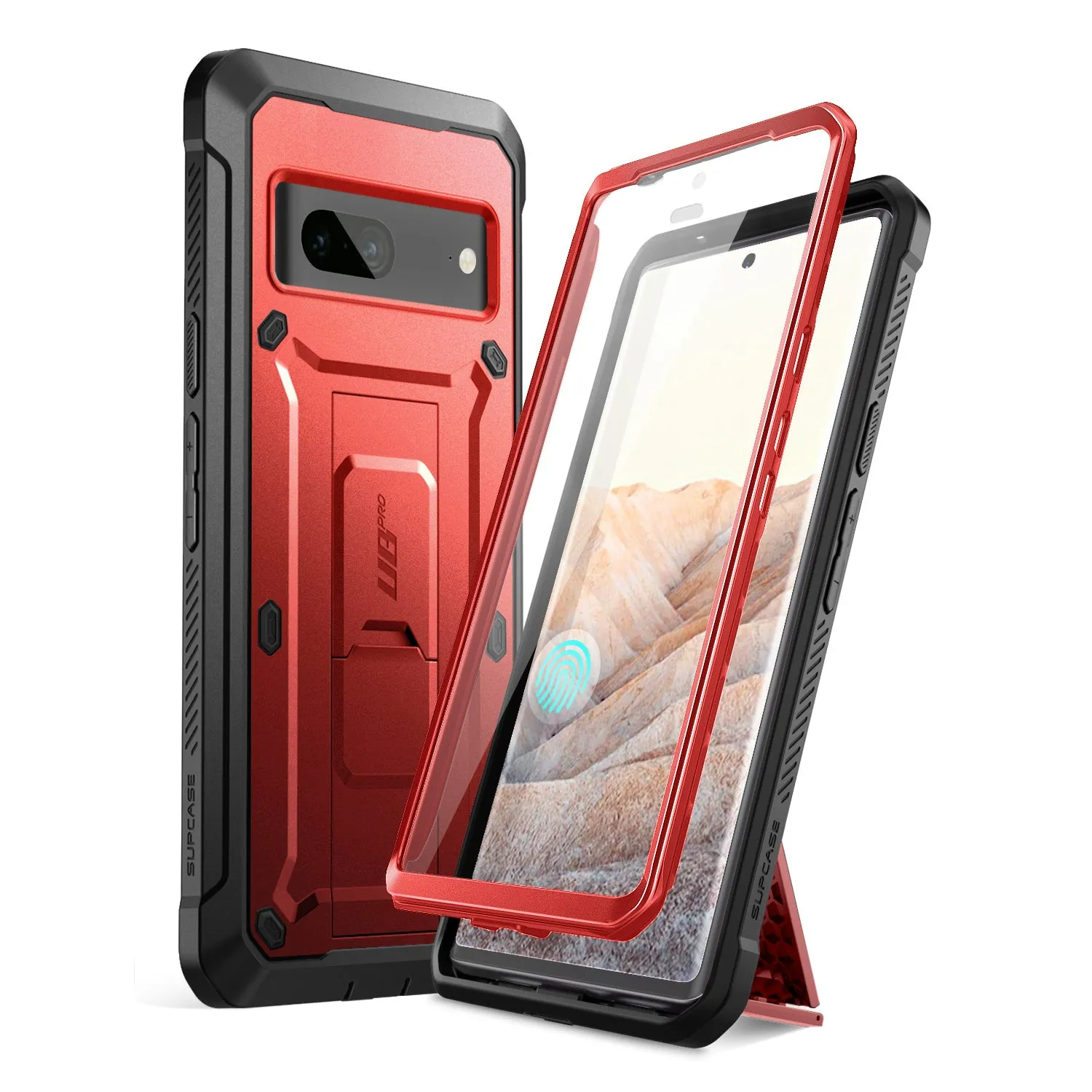 Google Pixel 7 Unicorn Beetle PRO Rugged Holster Case-Metallic Red