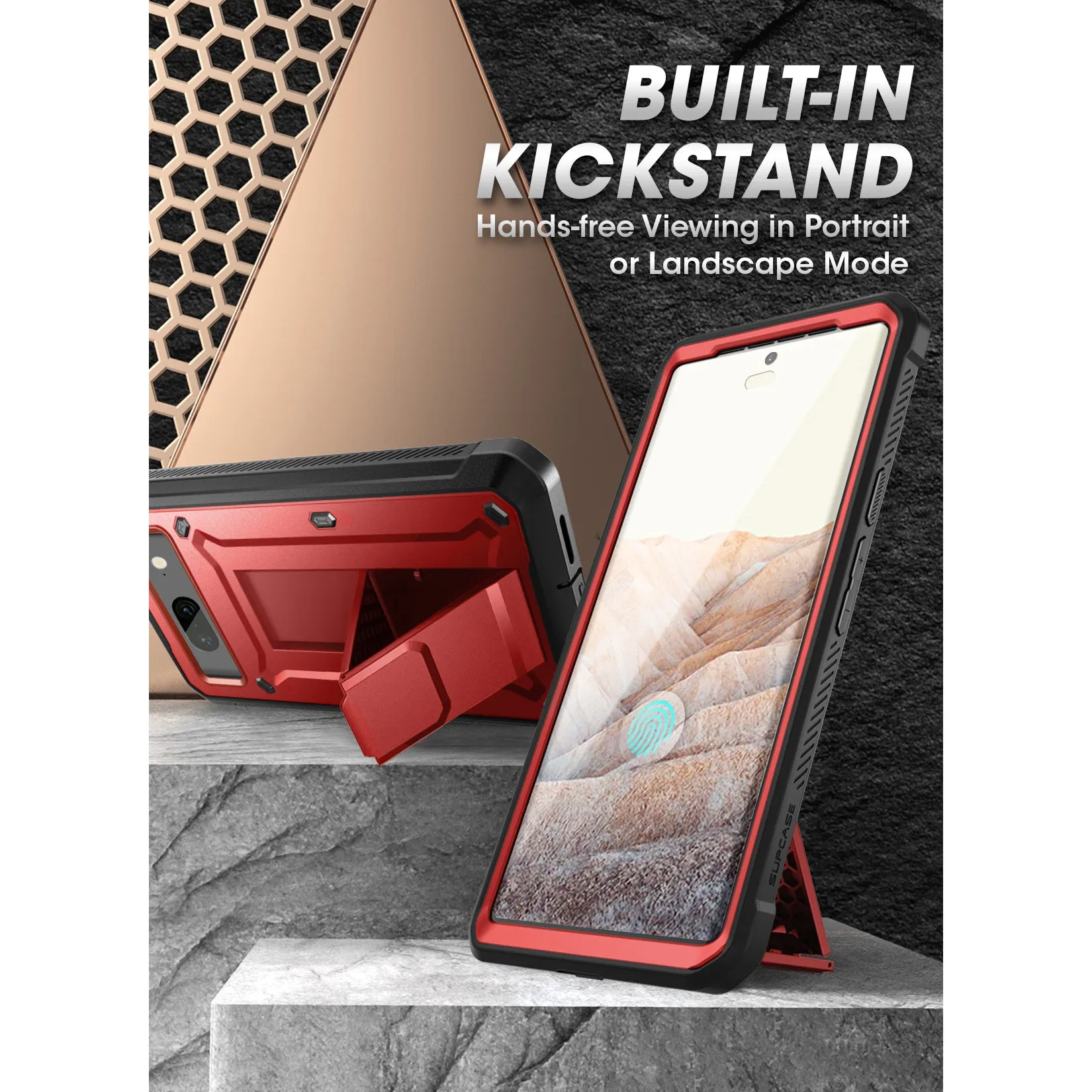 Google Pixel 7 Unicorn Beetle PRO Rugged Holster Case-Metallic Red