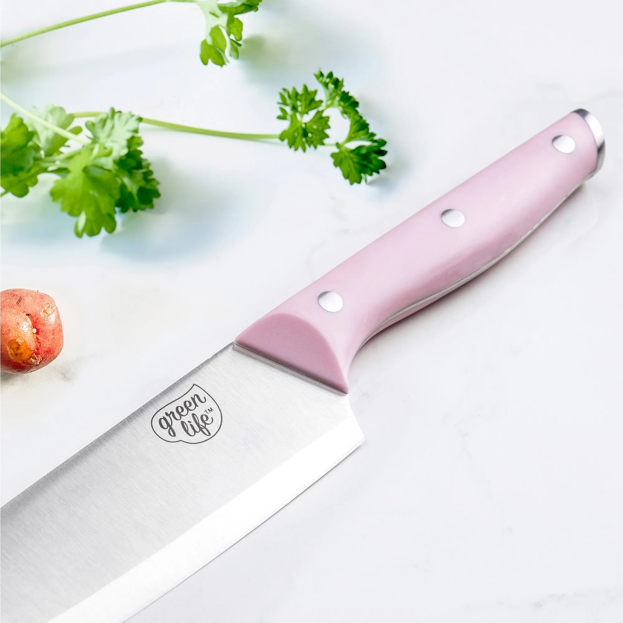 GreenLife Stainless Steel 3-Piece Cutlery Set | Pink