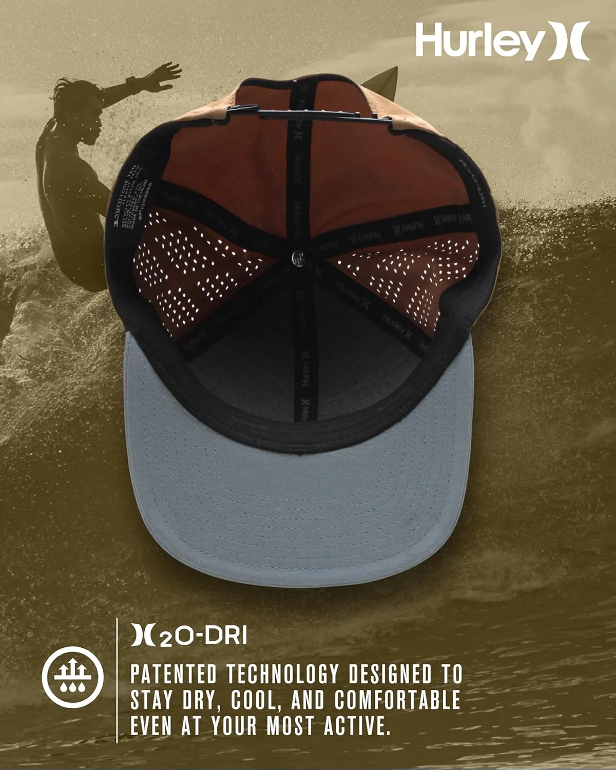 Hurley Mens Hat  Lightweight Phantom Core Snap-Back Baseball Cap
