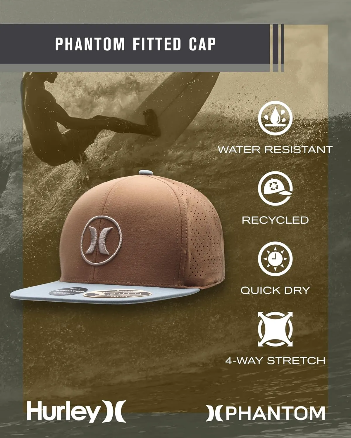 Hurley Mens Hat  Lightweight Phantom Core Snap-Back Baseball Cap