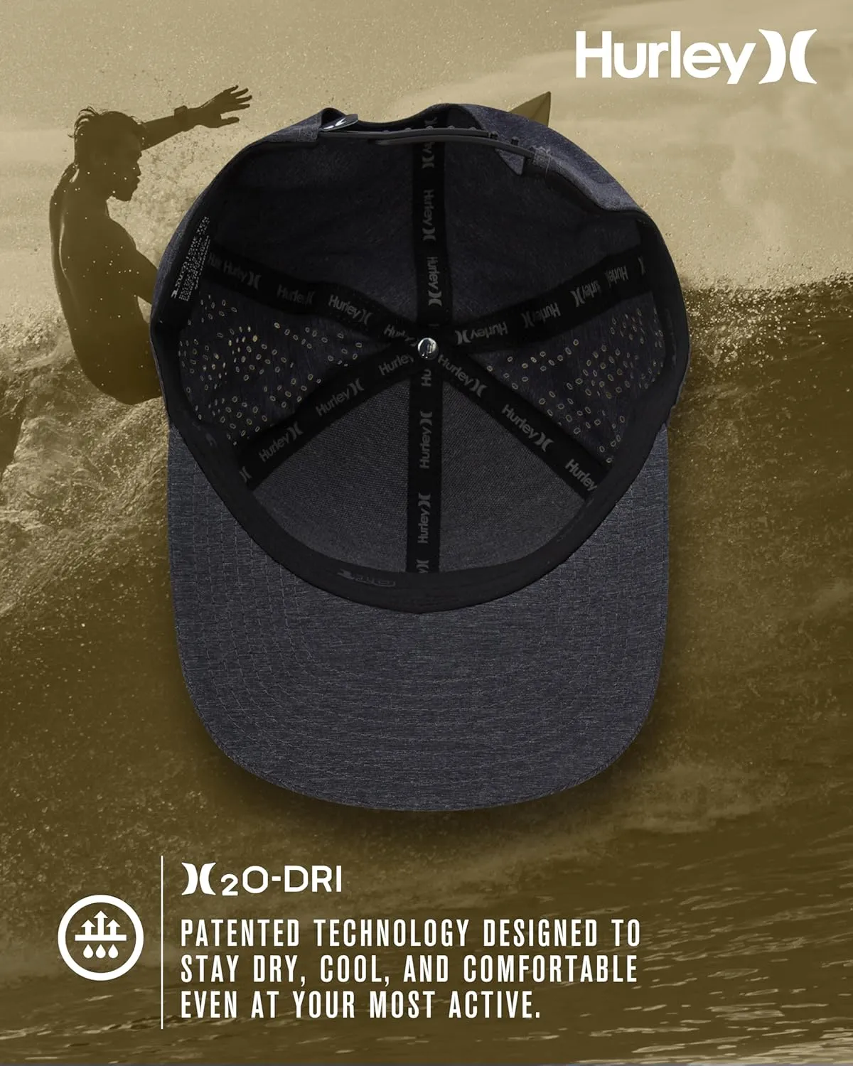 Hurley Mens Hat  Lightweight Phantom Core Snap-Back Baseball Cap