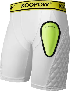 KOOPOW Boys' Sliding Shorts Youth Padded Slider Shorts Sliding Pads with Cup Pocket for Baseball, Football, Lacrosse, Hockey