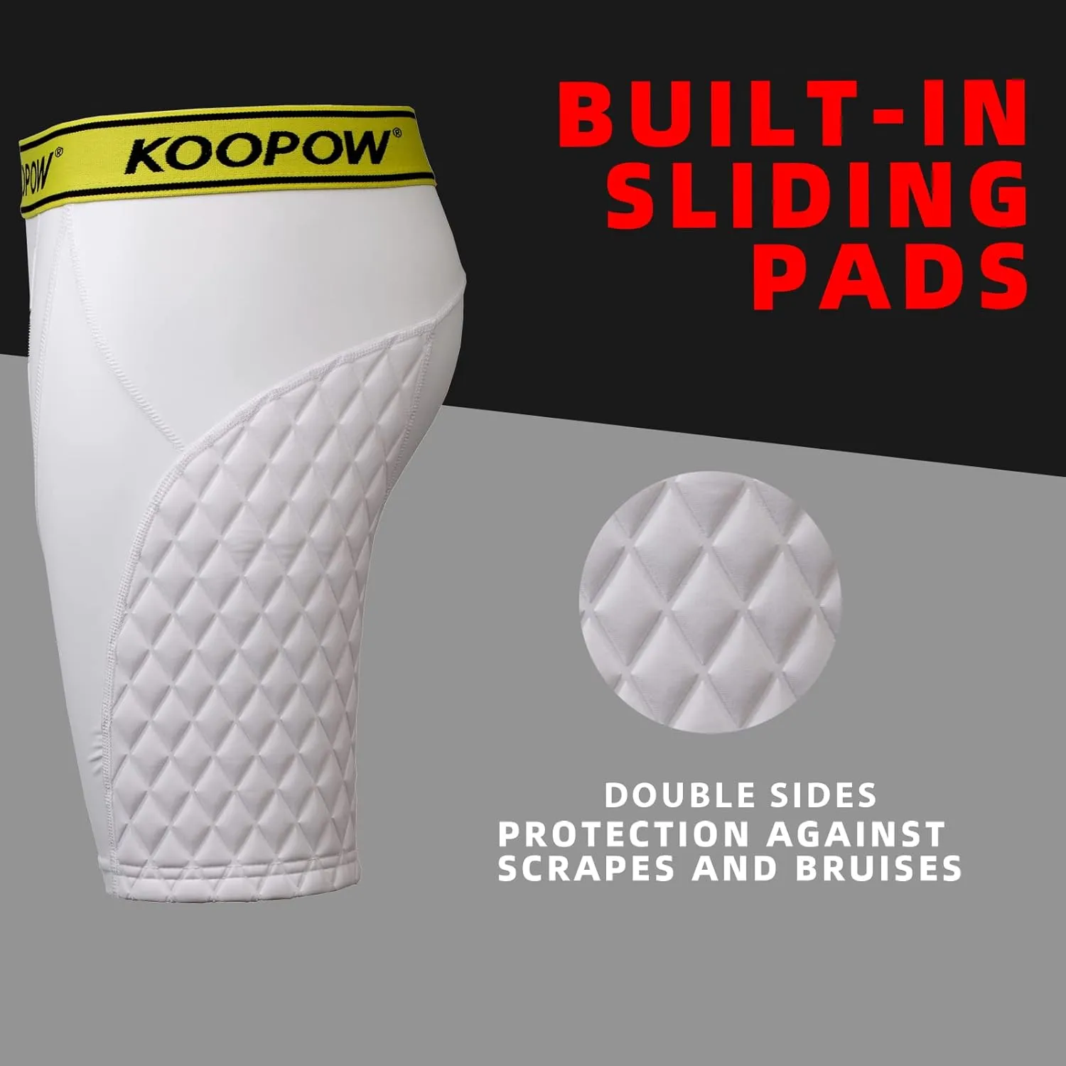 KOOPOW Boys' Sliding Shorts Youth Padded Slider Shorts Sliding Pads with Cup Pocket for Baseball, Football, Lacrosse, Hockey