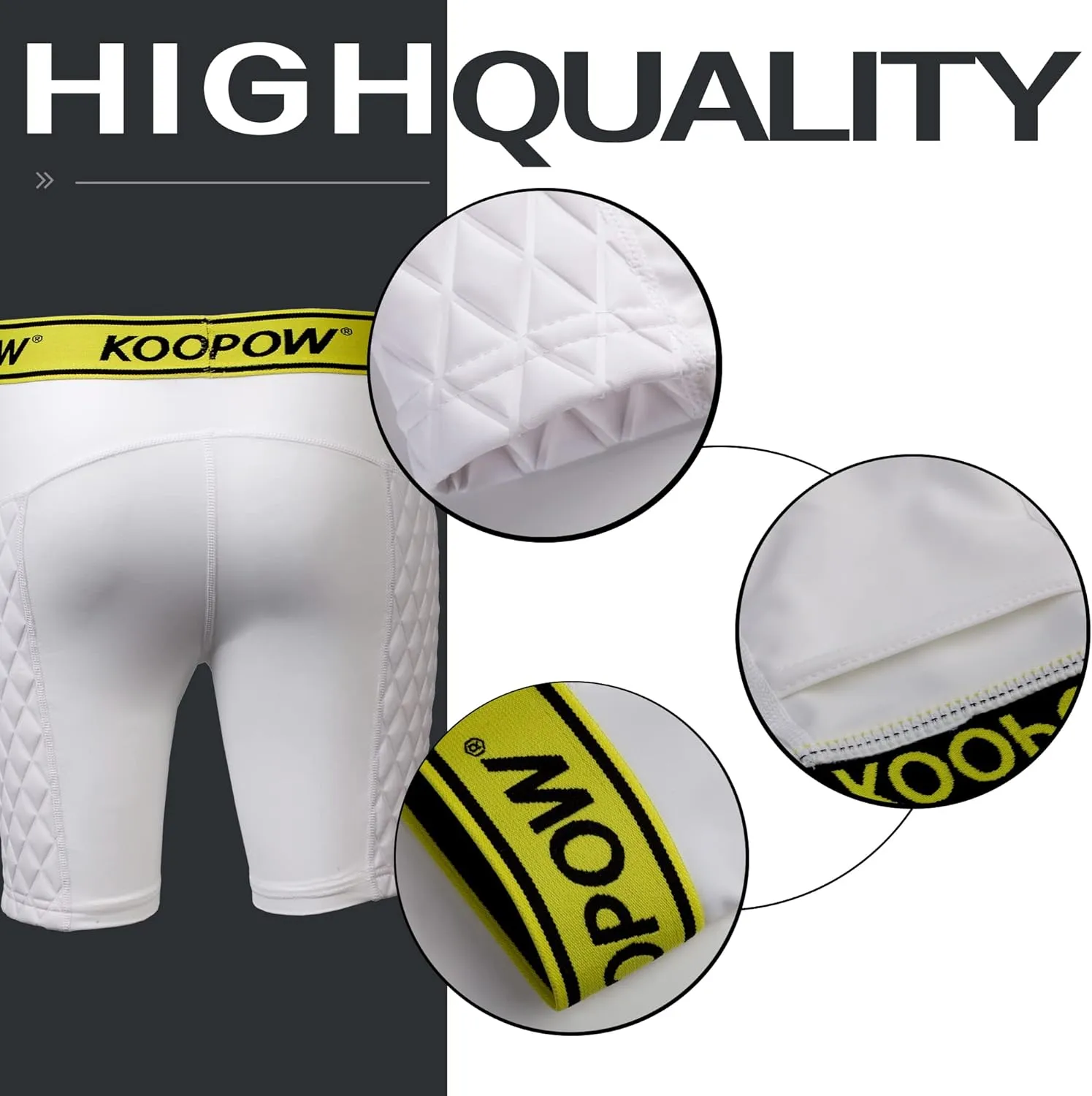 KOOPOW Boys' Sliding Shorts Youth Padded Slider Shorts Sliding Pads with Cup Pocket for Baseball, Football, Lacrosse, Hockey