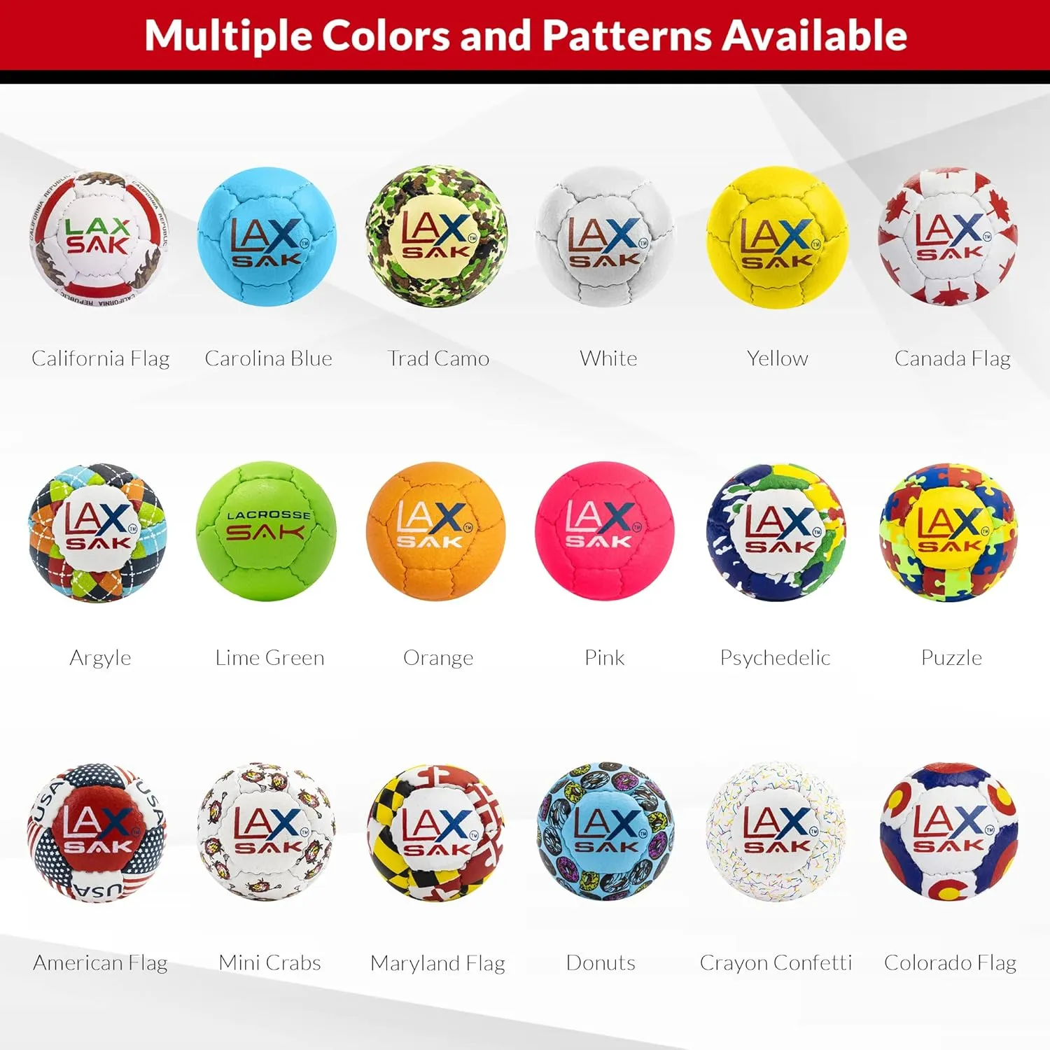 Lax Sak Soft Practice Lacrosse Balls,1, 2, 3, 6, 12, 24, 36, 60, & 120 Packs - Same Weight & Size as a Regulation Lacrosse Balls, Great for Indoor & Outdoor Practices, Less Bounce & Minimal Rebounds