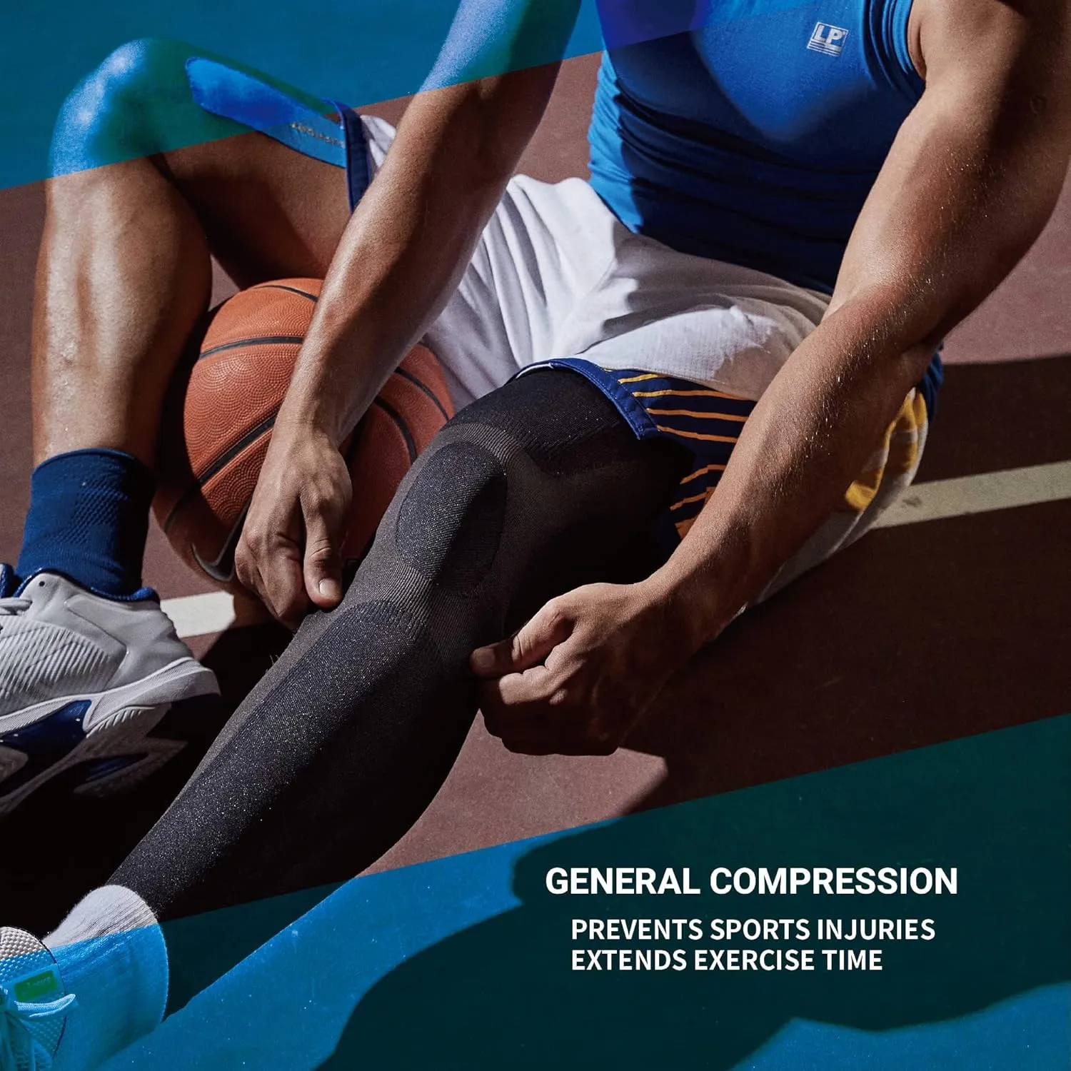 LP 272Z Leg Compression Sleeve for Knee, Thigh, and Calf Support - For Men, Women, and Youth - Ideal for Running, Arthritis, Basketball, Daily activities (Black, 1pcs)