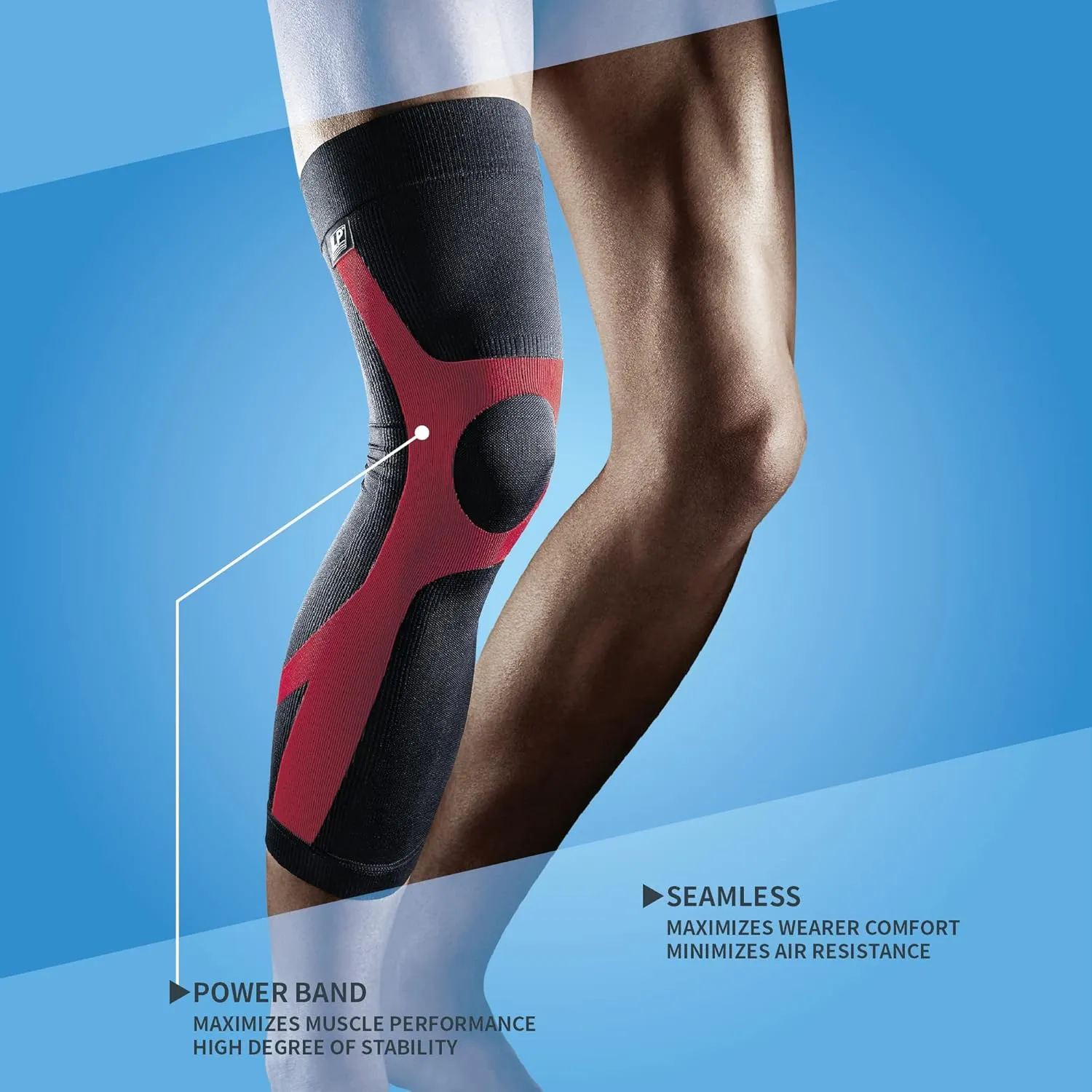 LP 272Z Leg Compression Sleeve for Knee, Thigh, and Calf Support - For Men, Women, and Youth - Ideal for Running, Arthritis, Basketball, Daily activities (Black, 1pcs)