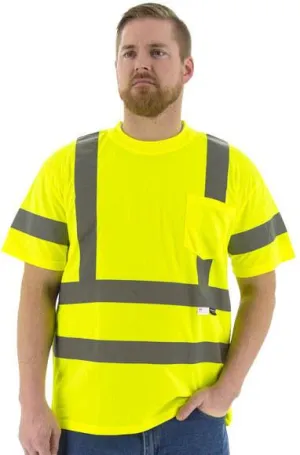 Majestic 75-5305 Deluxe High Visibility Yellow Birdseye Mesh Short Sleeve Shirt, Ansi 3, R