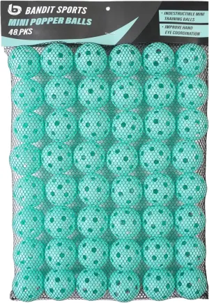 Mini Popper Plastic Baseballs, Made of Impact Resistant and Rebounding Material, Perfect Practice Baseballs for Baseball & Hitting Ball Training (48 Baseball Training Balls)