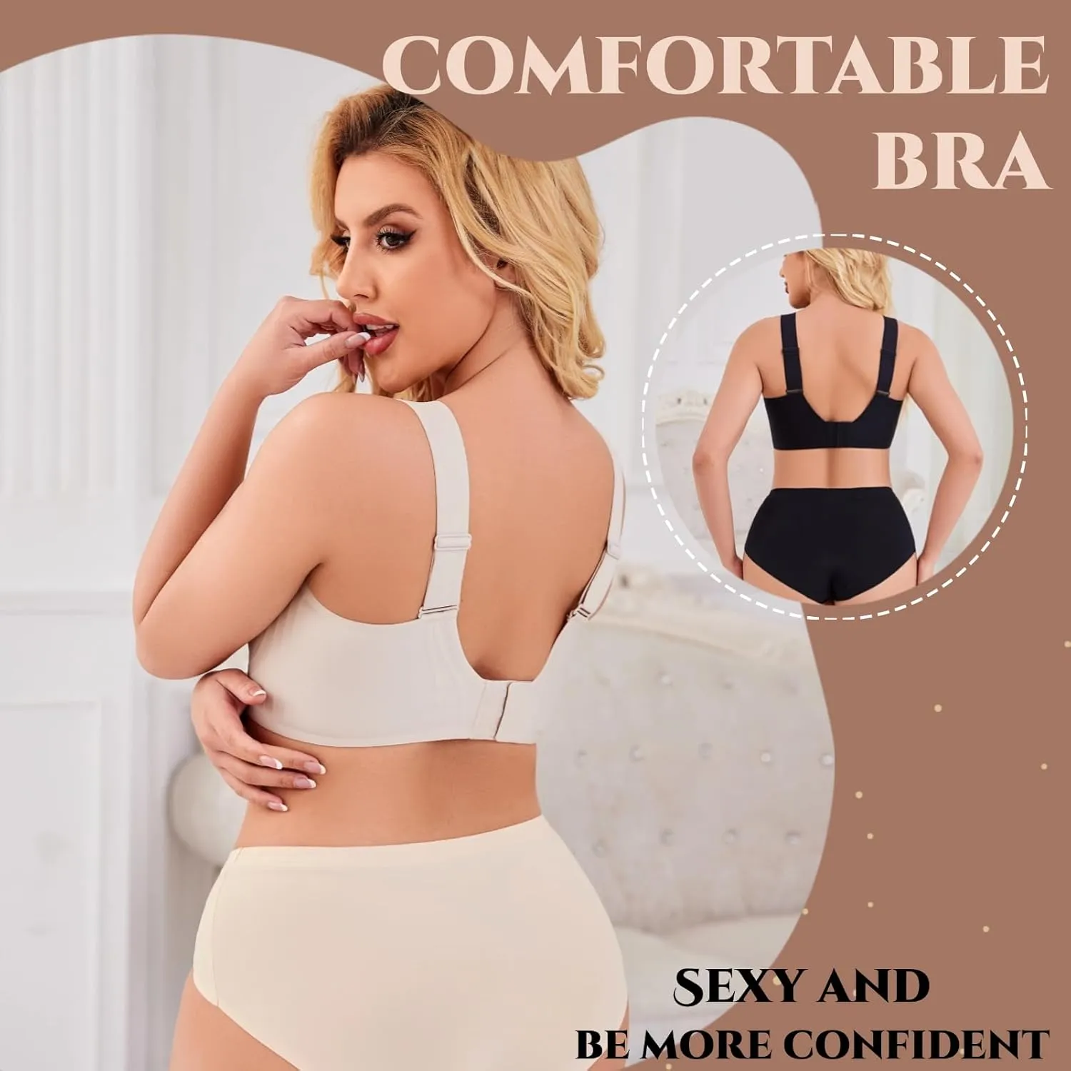 Minimizer Bras for Women Wireless Sports Bras with Support Comfortable Smoothing Everyday Bra (32C-46DD)
