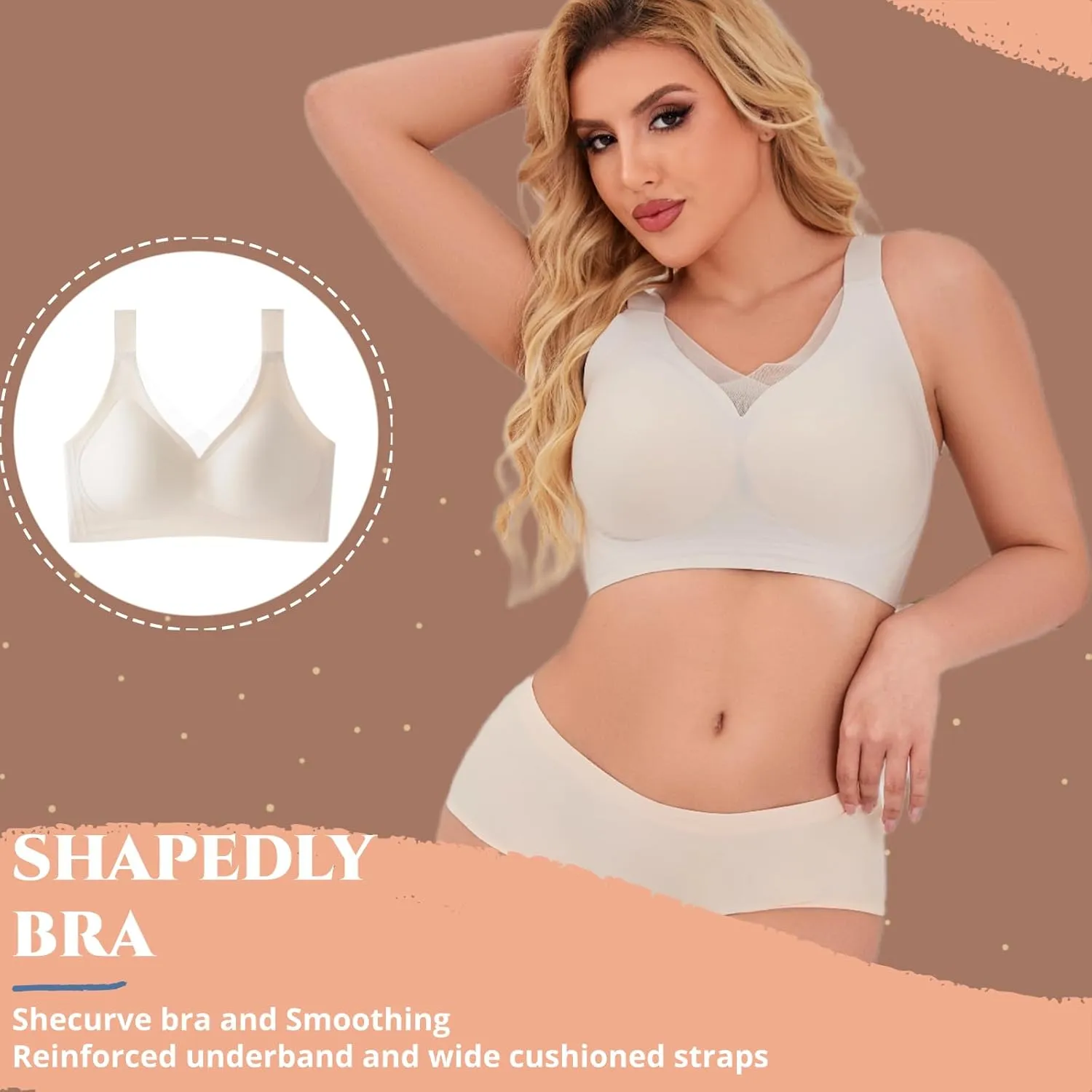 Minimizer Bras for Women Wireless Sports Bras with Support Comfortable Smoothing Everyday Bra (32C-46DD)