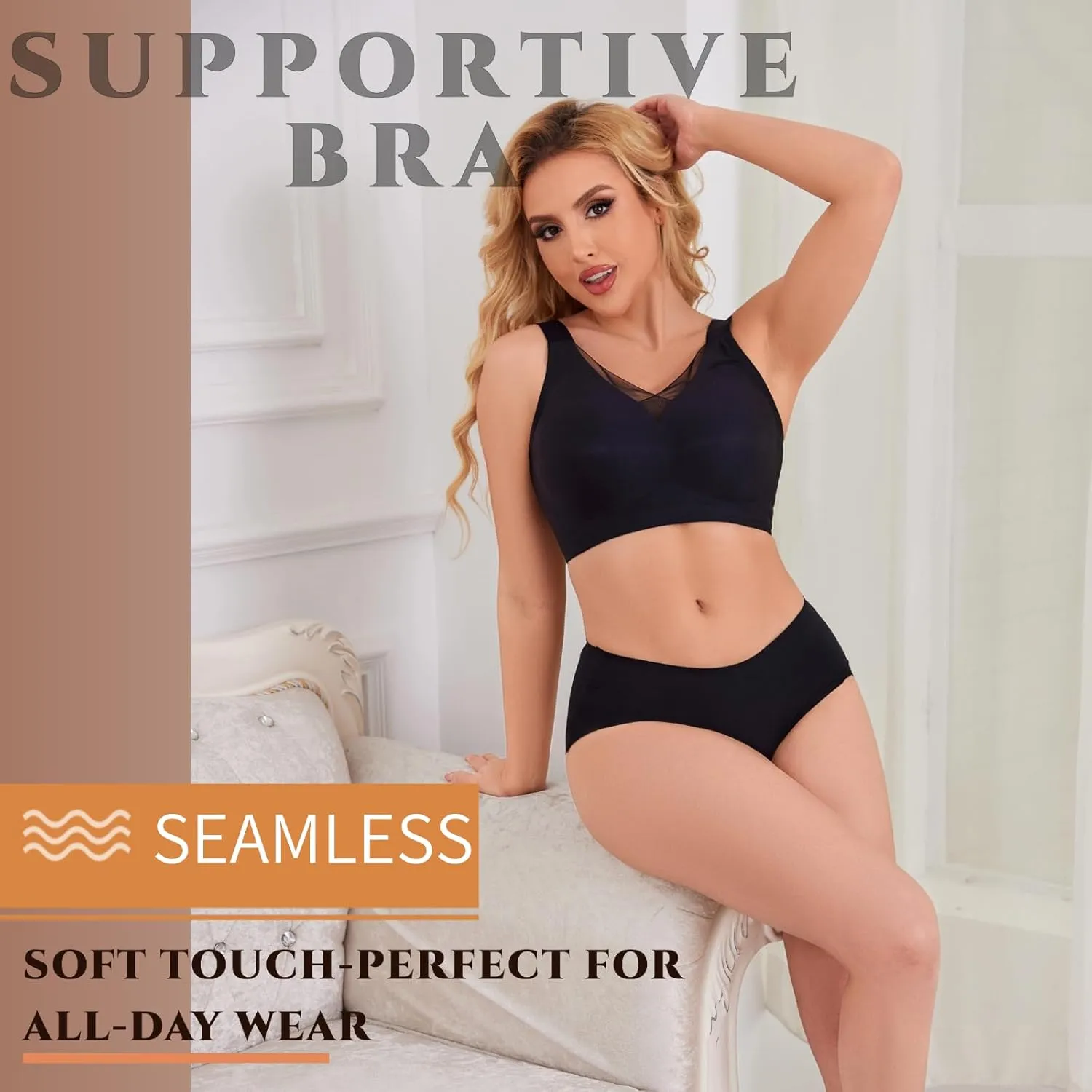 Minimizer Bras for Women Wireless Sports Bras with Support Comfortable Smoothing Everyday Bra (32C-46DD)