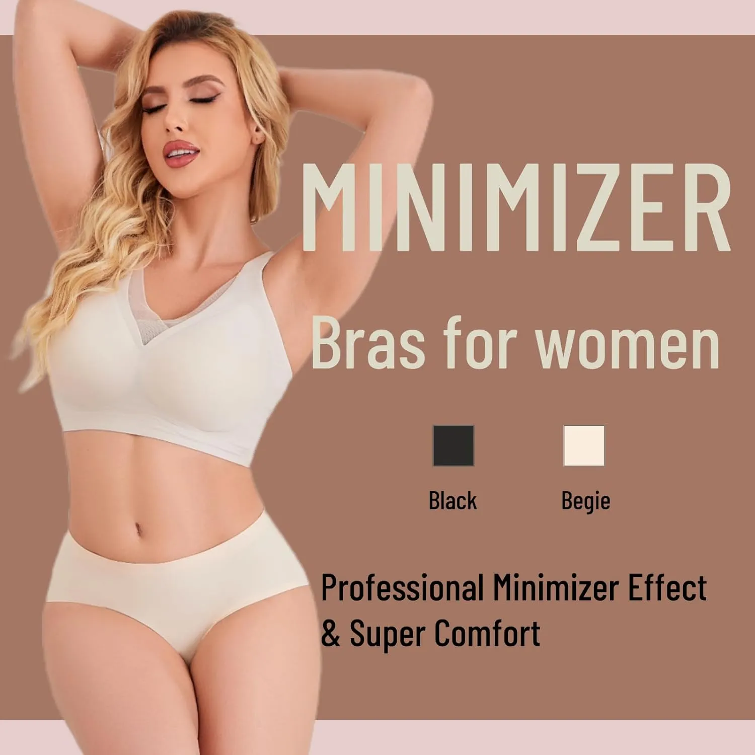 Minimizer Bras for Women Wireless Sports Bras with Support Comfortable Smoothing Everyday Bra (32C-46DD)