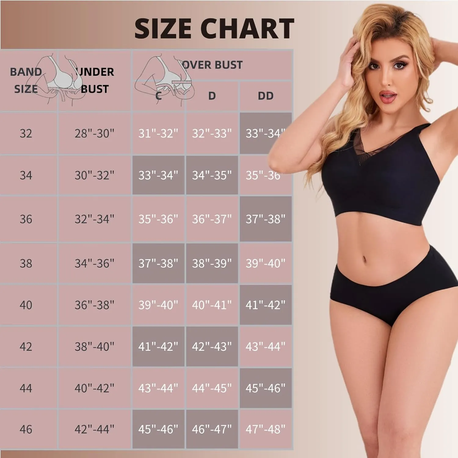 Minimizer Bras for Women Wireless Sports Bras with Support Comfortable Smoothing Everyday Bra (32C-46DD)