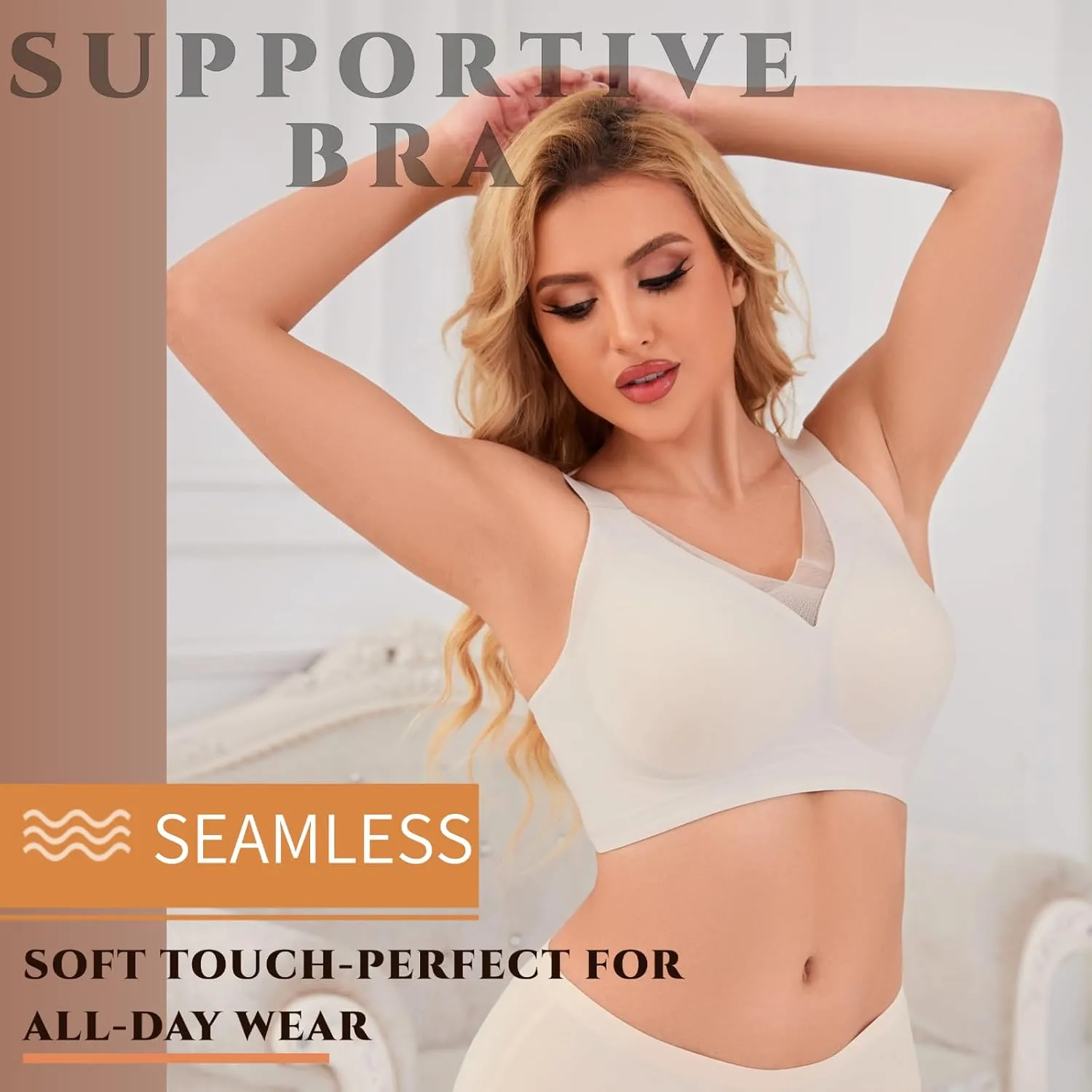 Minimizer Bras for Women Wireless Sports Bras with Support Comfortable Smoothing Everyday Bra (32C-46DD)