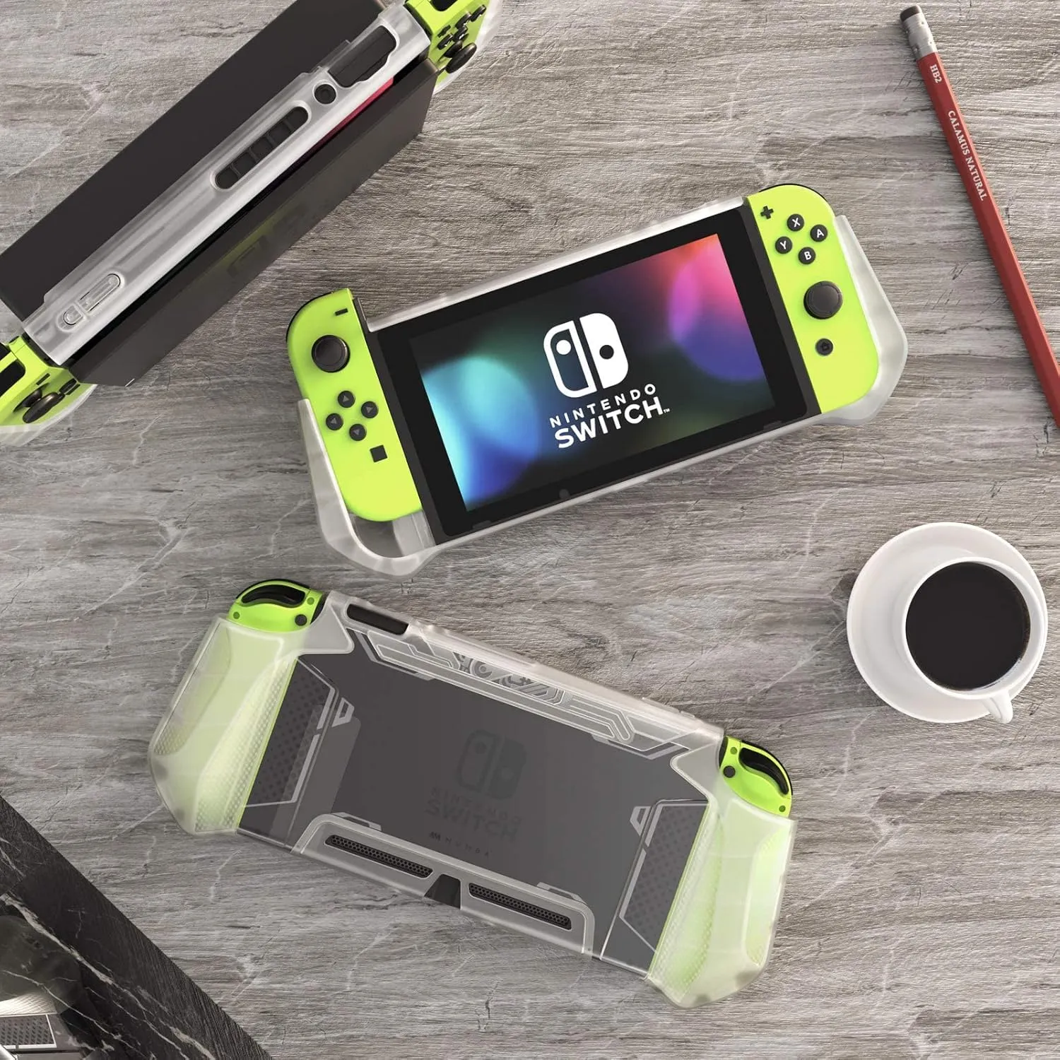 Mumba Dockable Case Compatible for Nintendo Switch, [Blade Series] TPU Grip Protective Cover Case with Ergonomic Design and Comfort Grip (Clear)